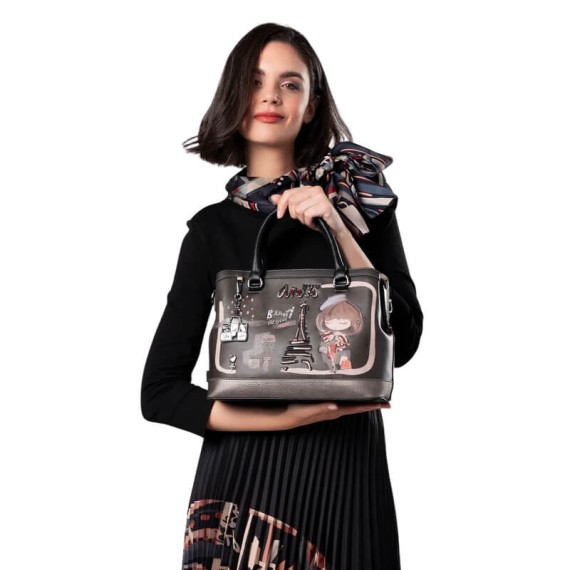 ANEKKE Mala de Mão Alças Curtas Mademoiselle Preta | Ref. 280.41801-061 ANEKKE Mala de Mão Alças Curtas Mademoiselle Preta | Ref. 280.41801-061