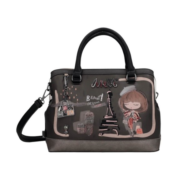 ANEKKE Mala de Mão Alças Curtas Mademoiselle Preta | Ref. 280.41801-061 ANEKKE Mala de Mão Alças Curtas Mademoiselle Preta | Ref. 280.41801-061
