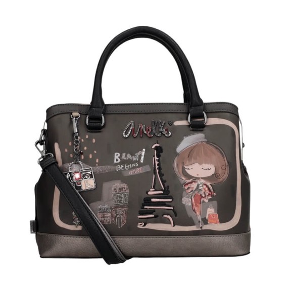 ANEKKE Mala de Mão Alças Curtas Mademoiselle Preta | Ref. 280.41801-061 ANEKKE Mala de Mão Alças Curtas Mademoiselle Preta | Ref. 280.41801-061