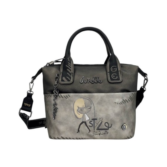 ANEKKE Mala de Mão Pequena c/ Alças Nature Koko Prateada | Ref. 41861-403