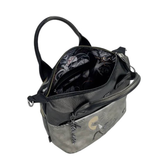 ANEKKE Mala de Mão Pequena c/ Alças Nature Koko Prateada | Ref. 41861-403