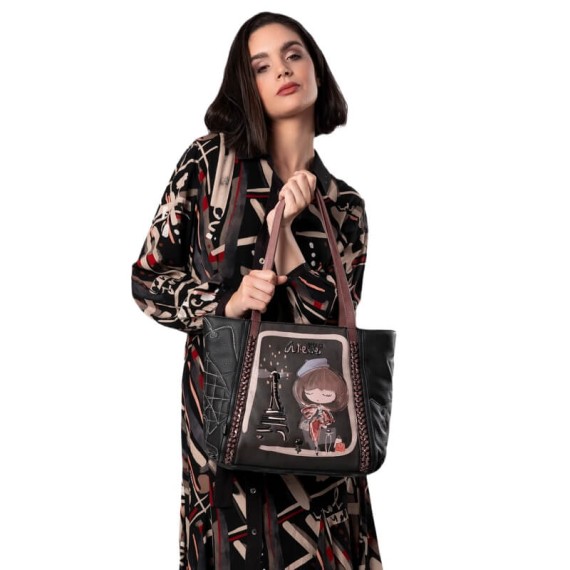 ANEKKE Mala de Ombro Grande Mademoiselle Preta | Ref. 280.41802-372