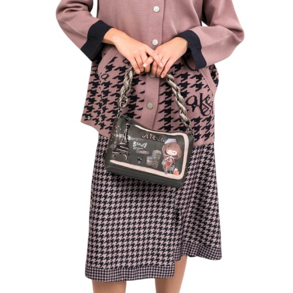 ANEKKE Bolsa de Alça Curta c/ Tiracolo Mademoiselle Preta | Ref. 280.41803-478