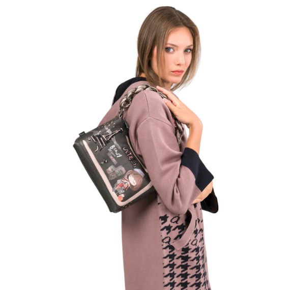 ANEKKE Bolsa de Alça Curta c/ Tiracolo Mademoiselle Preta | Ref. 280.41803-478