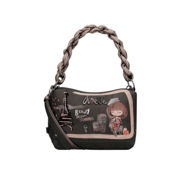 ANEKKE Bolsa de Alça Curta c/ Tiracolo Mademoiselle Preta | Ref. 280.41803-478