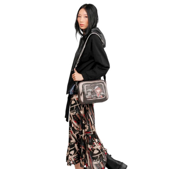 ANEKKE Bolsa de Tiracolo 2C Média Mademoiselle Preta | Ref. 280.41803-516