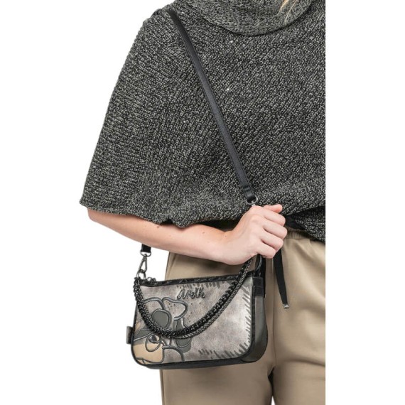 ANEKKE Bolsa de Tiracolo c/ Alça Curta Nature Koko Preta | Ref. 280.41863-267