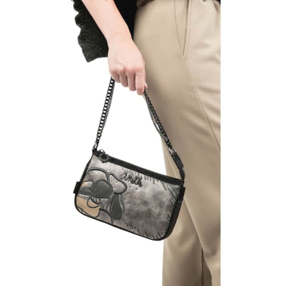 ANEKKE Bolsa de Tiracolo c/ Alça Curta Nature Koko Preta | Ref. 280.41863-267