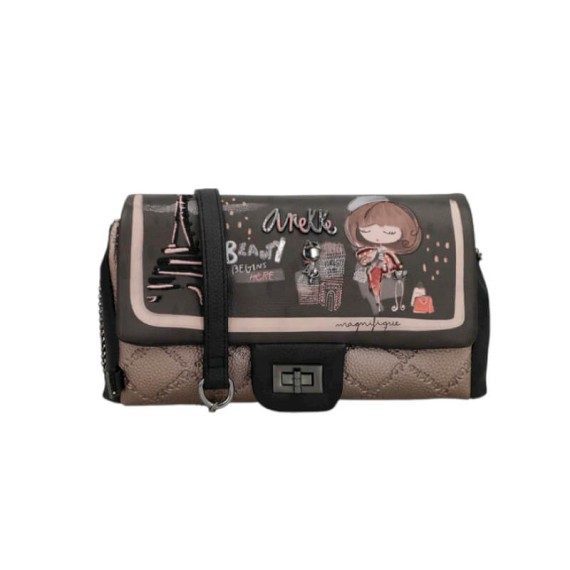 ANEKKE Bolsa de Tiracolo Pequena c/ Pala Mademoiselle Preta | Ref. 280.41803-535