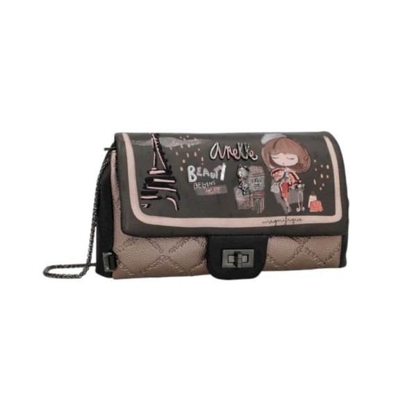 ANEKKE Bolsa de Tiracolo Pequena c/ Pala Mademoiselle Preta | Ref. 280.41803-535