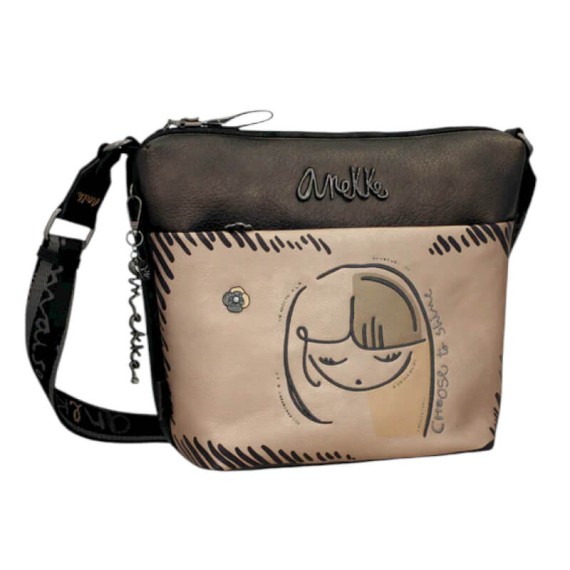 ANEKKE Bolsa Tiracolo Grande c/ Bolso Frontal Nature Koko Preta | Ref. 280.41863-248