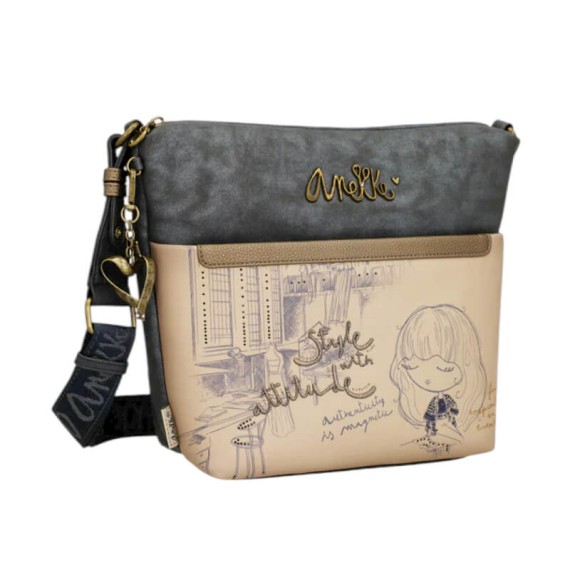 ANEKKE Bolsa Tiracolo Grande c/ Bolso Frontal Studio Azul | Ref. 280.41843-248
