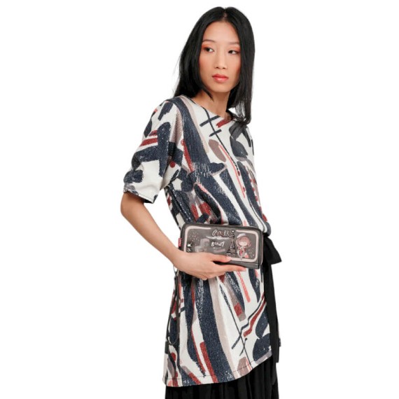 ANEKKE Carteira Grande Estampada RFID Mademoiselle Preta | Ref. 280.41809-908