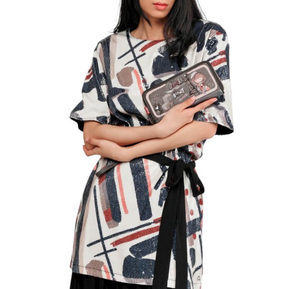 ANEKKE Carteira Grande Estampada RFID Mademoiselle Preta | Ref. 280.41809-908