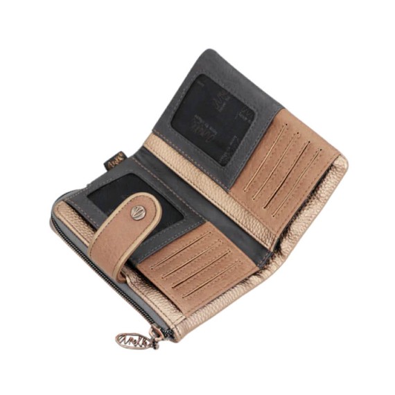 ANEKKE Carteira Média Flexível RFID Real Smart Pack Bege | Ref. 280.41789-912