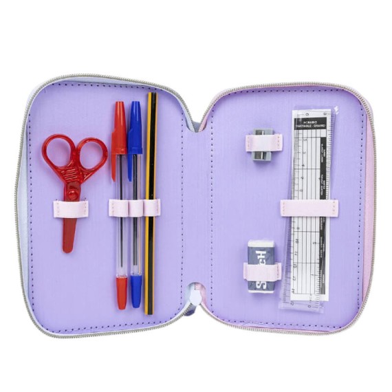 Estojo Escolar Triplo c/ Acessórios STITCH 2700001153 Lilás | Ref. 299.2700001153