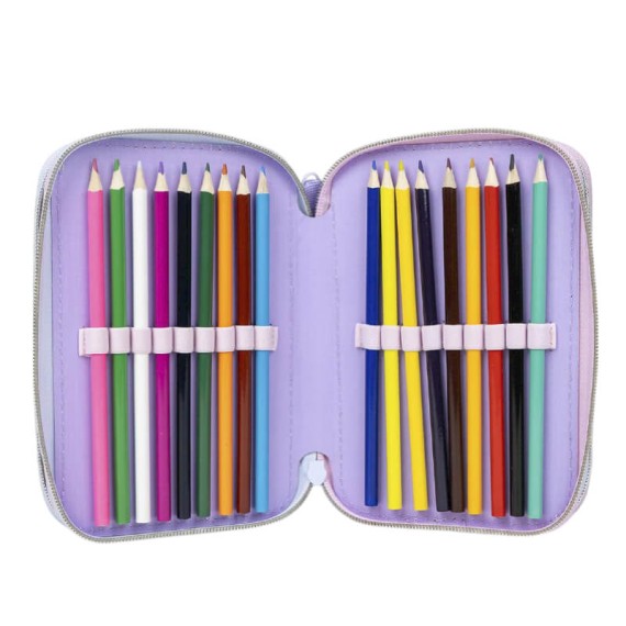 Estojo Escolar Triplo c/ Acessórios STITCH 2700001153 Lilás | Ref. 299.2700001153