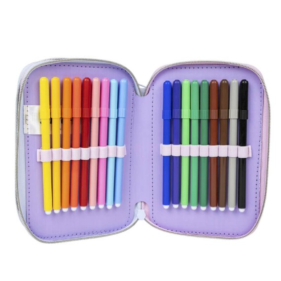 Estojo Escolar Triplo c/ Acessórios STITCH 2700001153 Lilás | Ref. 299.2700001153