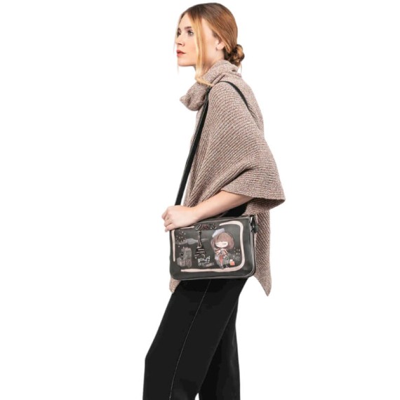 ANEKKE Bolsa de Tiracolo 2C de Alça Curta Mademoiselle Preta | Ref. 280.41803-174