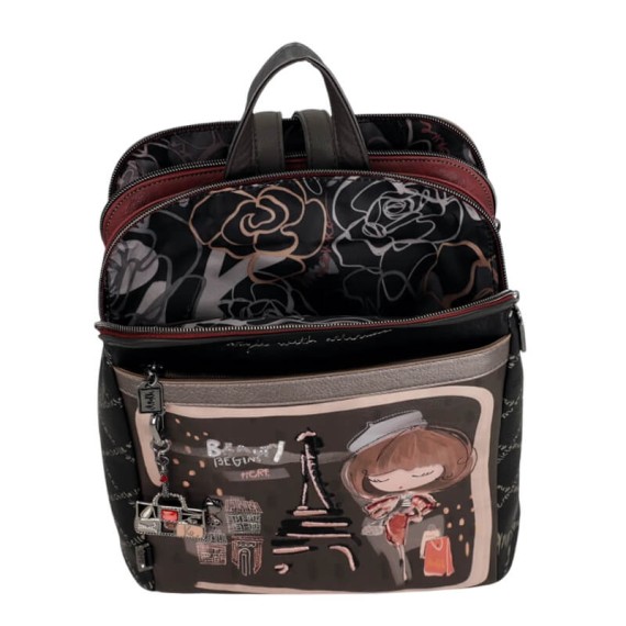 ANEKKE Mochila de Duplo Compartimento Mademoiselle Preta | Ref. 280.41805-073