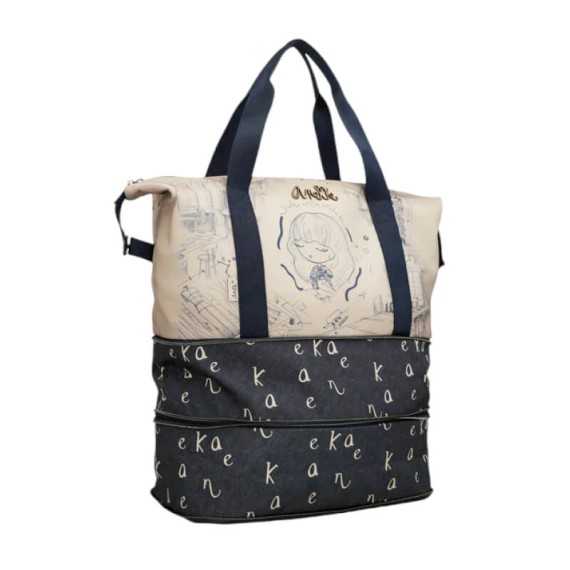 ANEKKE Saco de Viagem Expansível Studio Bege/Azul | Ref. 280.41588-003