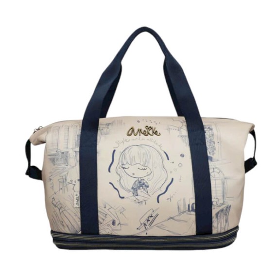 ANEKKE Saco de Viagem Expansível Studio Bege/Azul | Ref. 280.41588-003