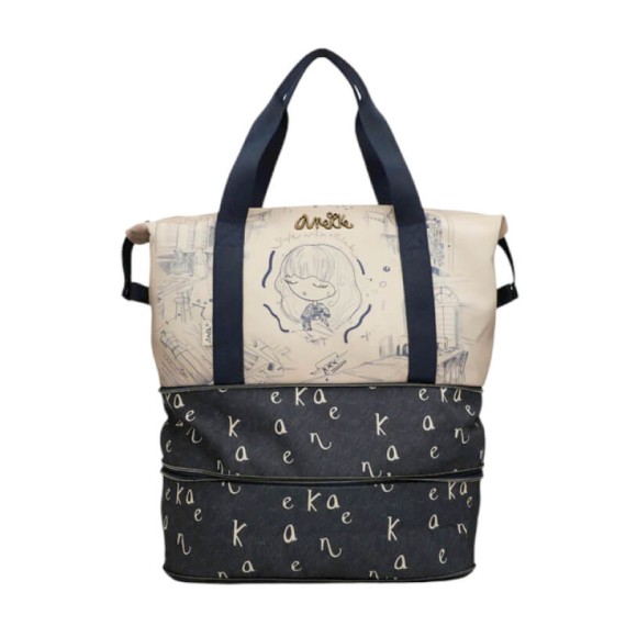 ANEKKE Saco de Viagem Expansível Studio Bege/Azul | Ref. 280.41588-003