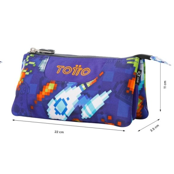 Estojo Escolar Triplo Tablero Space Blue TOTTO 8FK Roxo | Ref. 330.AC52ECO01216Z8FK