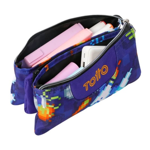 Estojo Escolar Triplo Tablero Space Blue TOTTO 8FK Roxo | Ref. 330.AC52ECO01216Z8FK