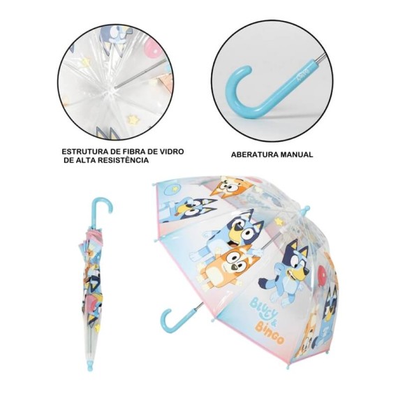 Guarda-Chuva Comprido Manual 45/8 BLUEY Transparente | Ref. 299.2400000855