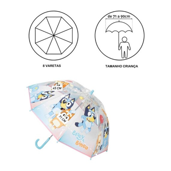 Guarda-Chuva Comprido Manual 45/8 BLUEY Transparente | Ref. 299.2400000855