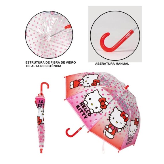 Guarda-Chuva Manual 45/8 HELLO KITTY Transparente | Ref. 299.2400000860
