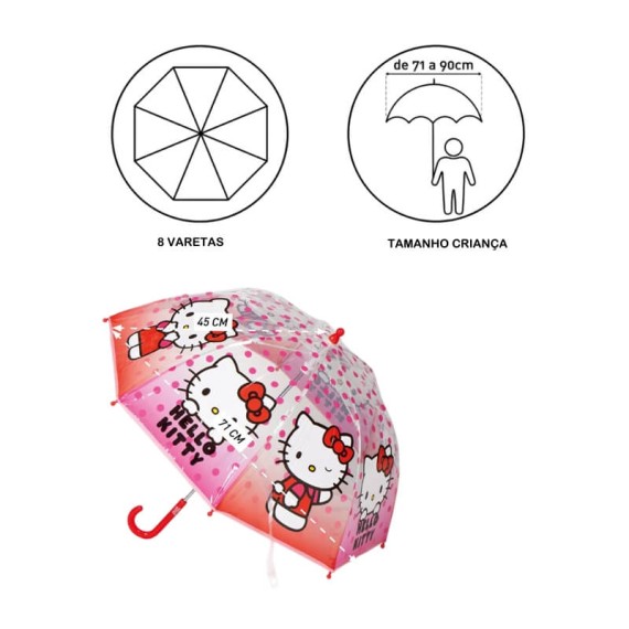 Guarda-Chuva Manual 45/8 HELLO KITTY Transparente | Ref. 299.2400000860