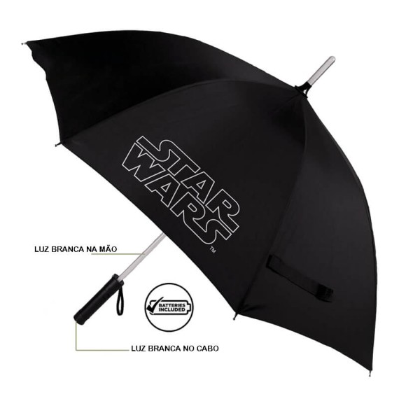 Guarda-Chuva Manual c/ Led no Cabo 53cm STAR WARS Preto | Ref. 299.2400000307