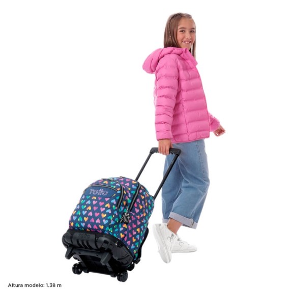 Mochila Escolar Compacta c/ Rodas Renglones TOTTO 3YJ Azul Escuro | Ref. 330.MA03ECO00616P3YJ