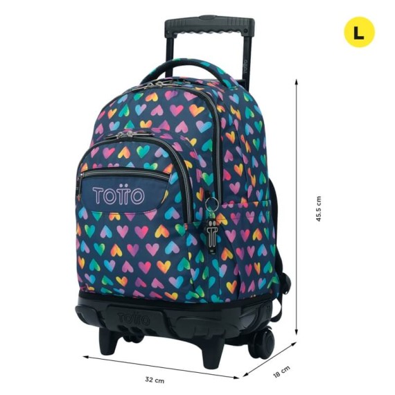 Mochila Escolar Compacta c/ Rodas Renglones TOTTO 3YJ Azul Escuro | Ref. 330.MA03ECO00616P3YJ