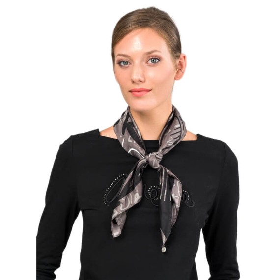 ANEKKE Lenço Quadrado Estampado Nature Koko Preto | Ref. 280.41480-314