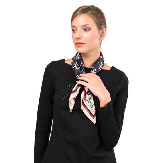 ANEKKE Lenço Quadrado Estampado Preto | Ref. 280.41470-312
