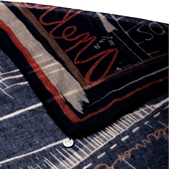 ANEKKE Lenço Retangular Estampado Boutique Azul Marinho | Ref. 280.41480-062