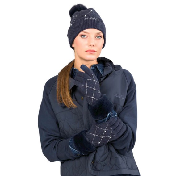 ANEKKE Luvas de Senhora em Malha c/ Detalhes Azuis | Ref. 280.41482-023