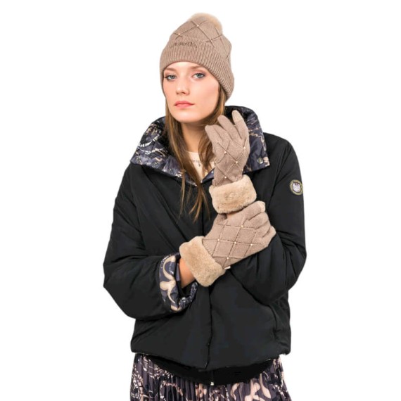 ANEKKE Luvas de Senhora em Malha c/ Detalhes Bege | Ref. 280.41482-022