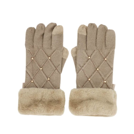 ANEKKE Luvas de Senhora em Malha c/ Detalhes Bege | Ref. 280.41482-022