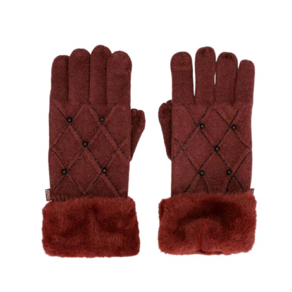 ANEKKE Luvas de Senhora em Malha c/ Detalhes Bordô | Ref. 280.41482-021