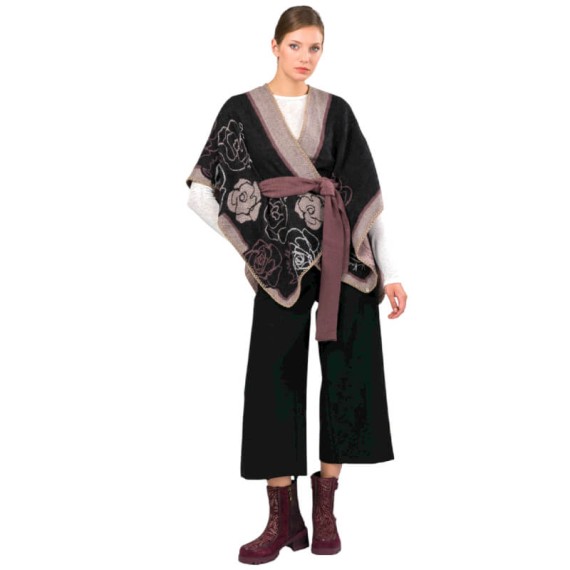 ANEKKE Poncho c/ Cinto para Senhora Preto | Ref. 280.41284-022