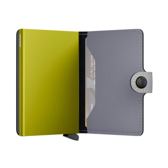 Carteira SECRID Miniwallet Matte Grey & Lime | Ref. 297.MM-GYL