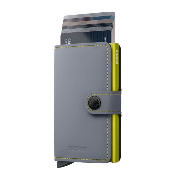 Carteira SECRID Miniwallet Matte Grey & Lime | Ref. 297.MM-GYL