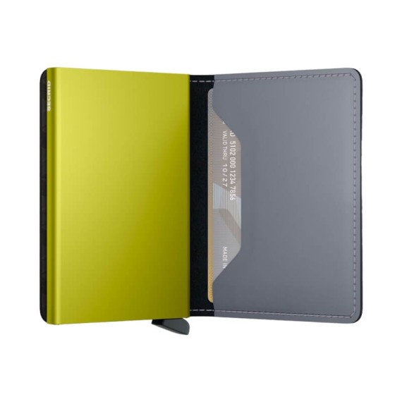 Carteira SECRID Slimwallet Matte Grey & Lime | Ref. 297.SM-GYL