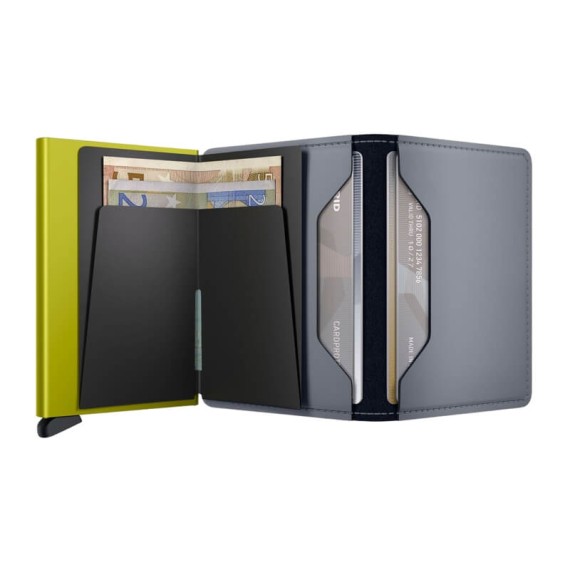 Carteira SECRID Slimwallet Matte Grey & Lime | Ref. 297.SM-GYL