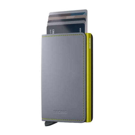 Carteira SECRID Slimwallet Matte Grey & Lime | Ref. 297.SM-GYL