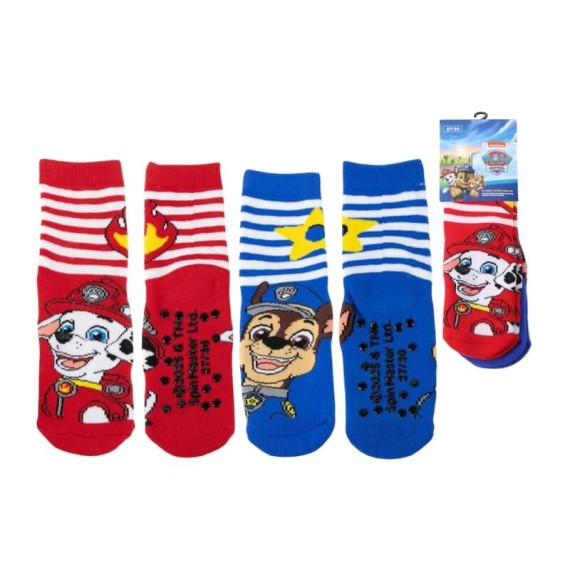 Pack 2 Pares de Meias Antiderrapantes PAW PATROL - Nº 27/30 Vermelho/Azul | Ref. 2900002974M